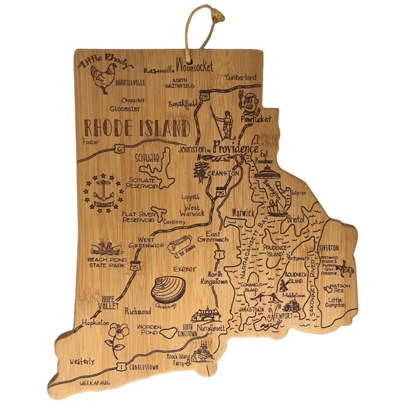 🆕 Rhode Island State Shaped Bamboo Serving Cutting Charcuterie Board - Picture 6 of 6